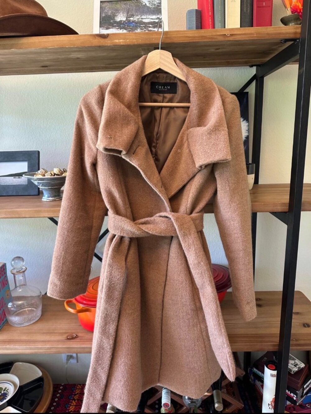 Cream by Minimum Camel Wool Alpaca Wrap Coat Belted Danish S